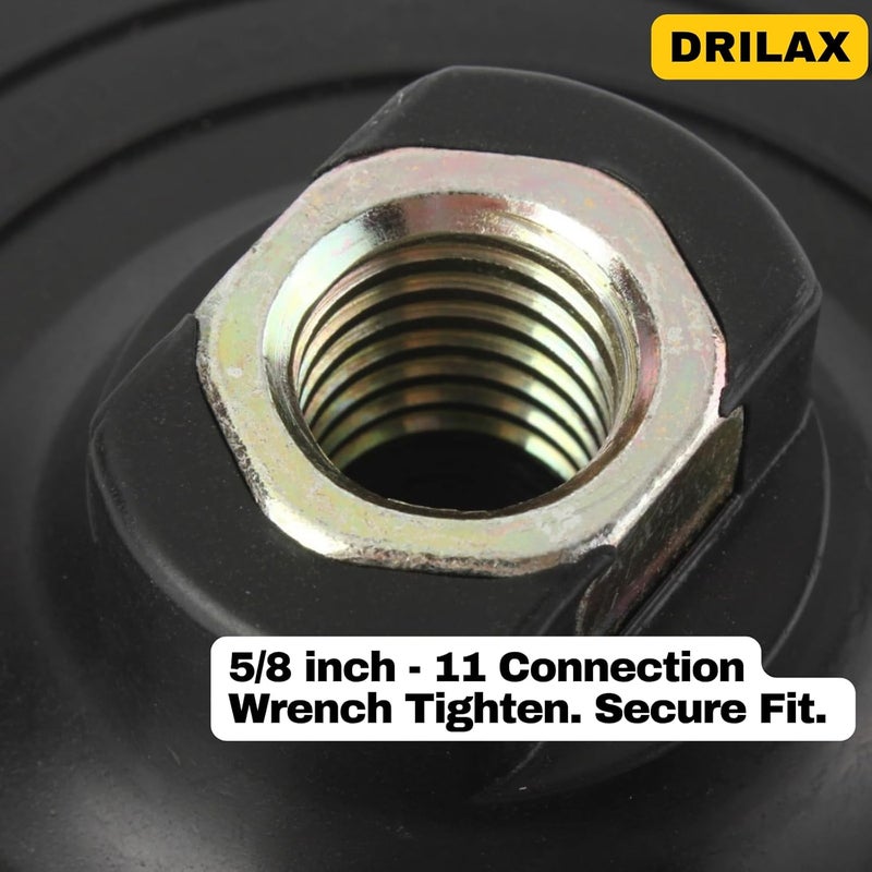 DRILAX 7 Inch Hook and Loop Backing Pad | Rigid, Low-Profile Design with Wrench Mounts | 5/8"-11 Thread for Flat Surface Grinding, Sanding & Polishing | Fits Dewalt & Major Tools - Image 4